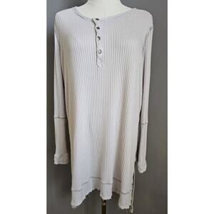 WE THE FREE Tunic Gray Henely Long Sleeve Oversized Lounge Tshirt Y2K Grunge